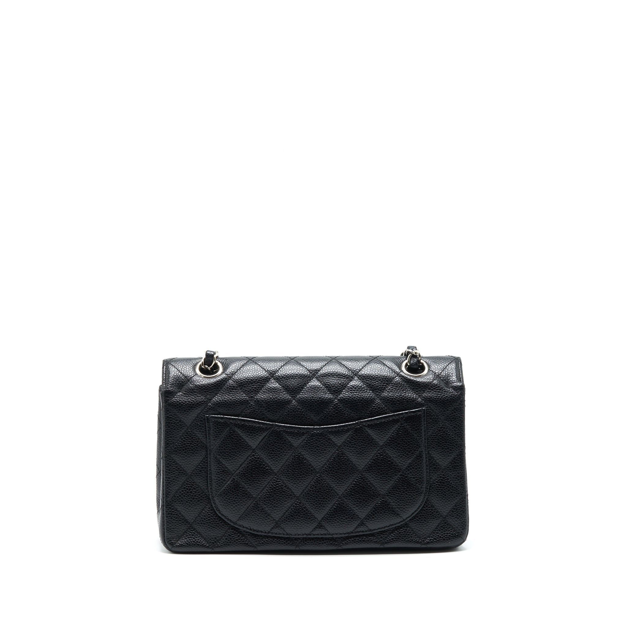 CHANEL SMALL CLASSIC DOUBLE FLAP BAG BLACK CAVIAR SHW