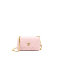 CHANEL 22B SMALL FLAP BAG WITH GEM CHAIN LAMBSKIN PINK GHW (MICROCHIP)
