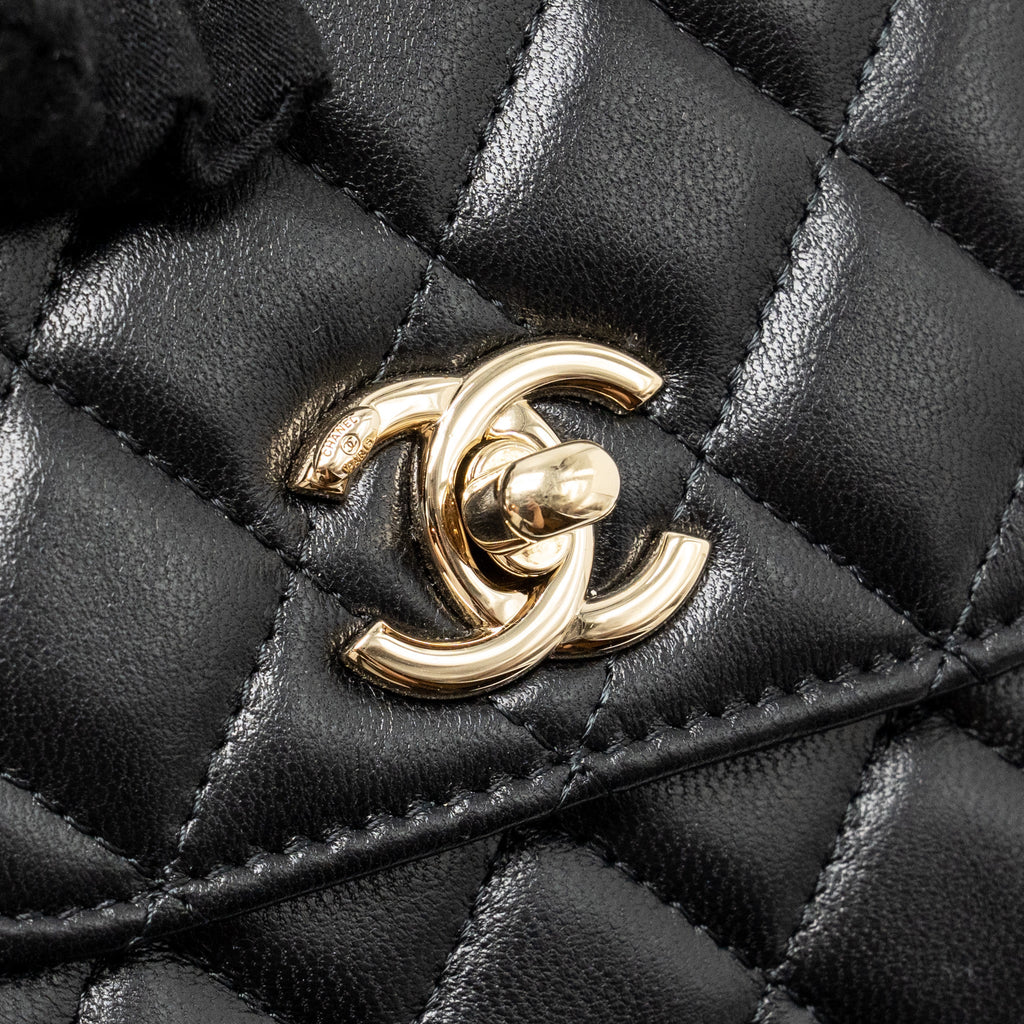 CHANEL MINI TRENDY CC CLUTCH WITH CHAIN LAMBSKIN BLACK LGHW