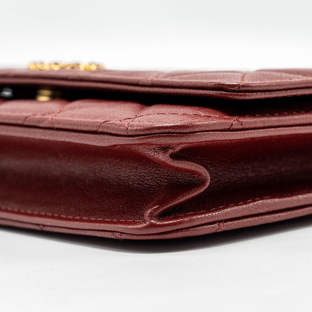 CHANEL WALLET ON CHAIN LAMBSKIN BURGUNDY GHW