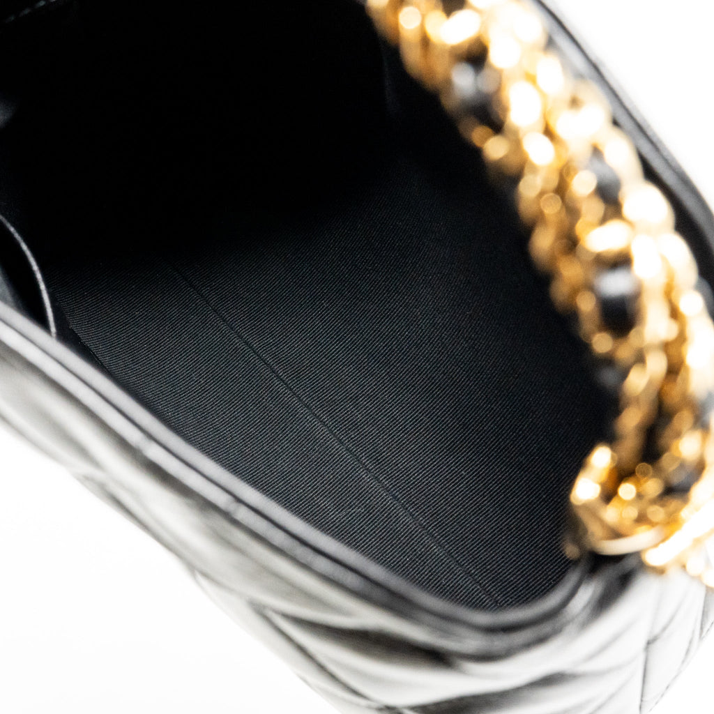CHANEL 24B TWIST CHAIN TOP HANDLE HOBO LUNCH BOX BAG LAMBSKIN BLACK GHW (MICROCHIP)