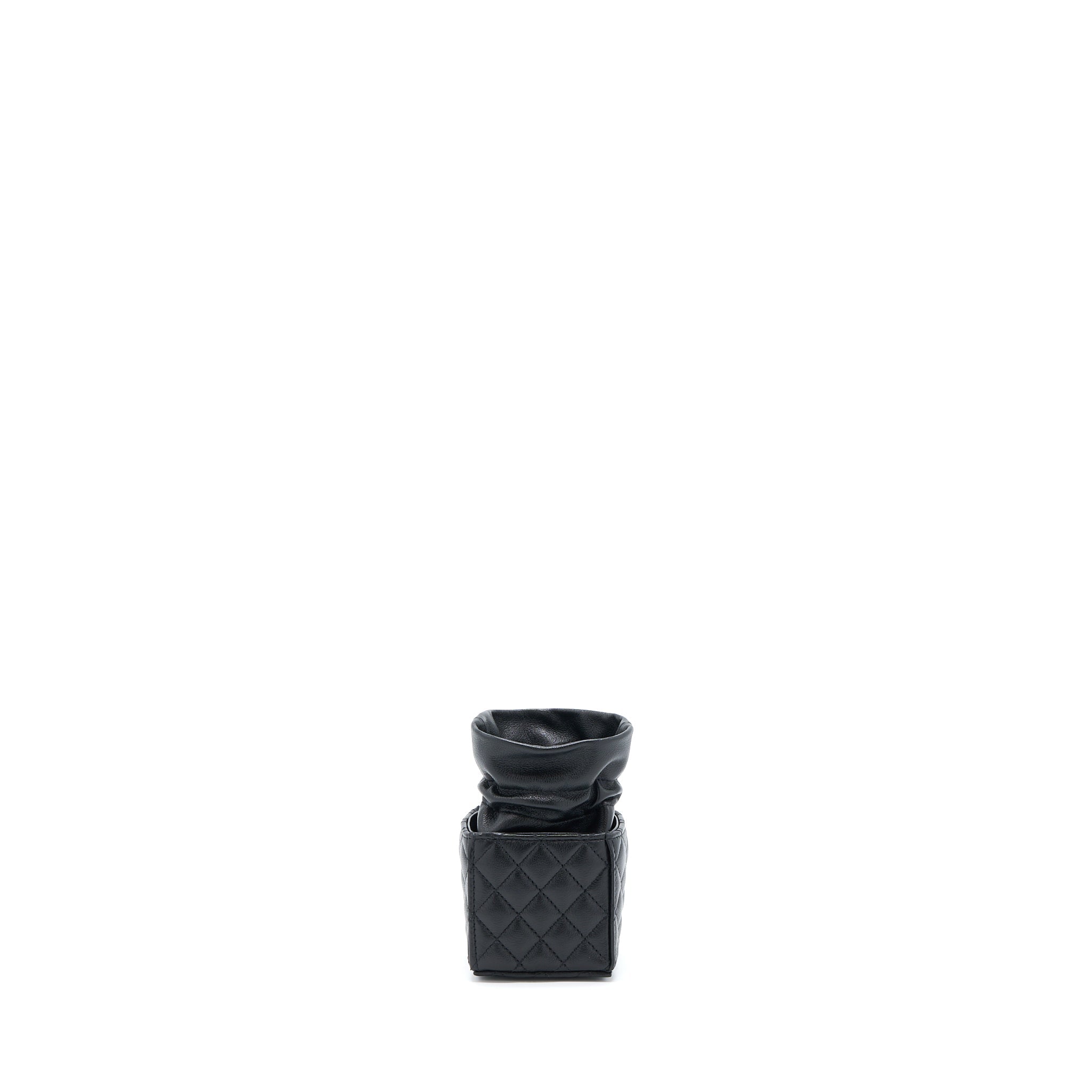 CHANEL MINI VANITY BUCKET CROSSBODY LAMBSKIN BLACK BRUSHED GHW