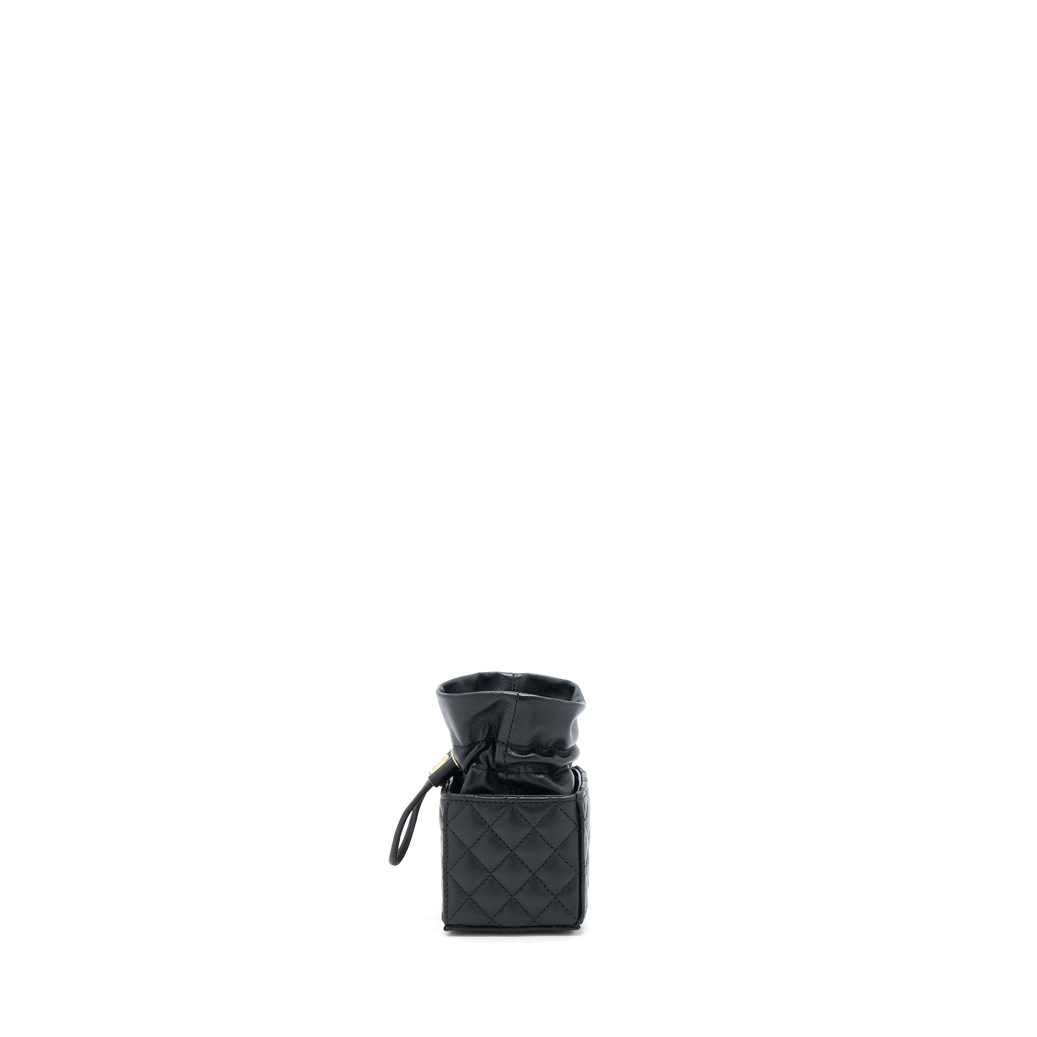 CHANEL MINI VANITY BUCKET CROSSBODY LAMBSKIN BLACK BRUSHED GHW