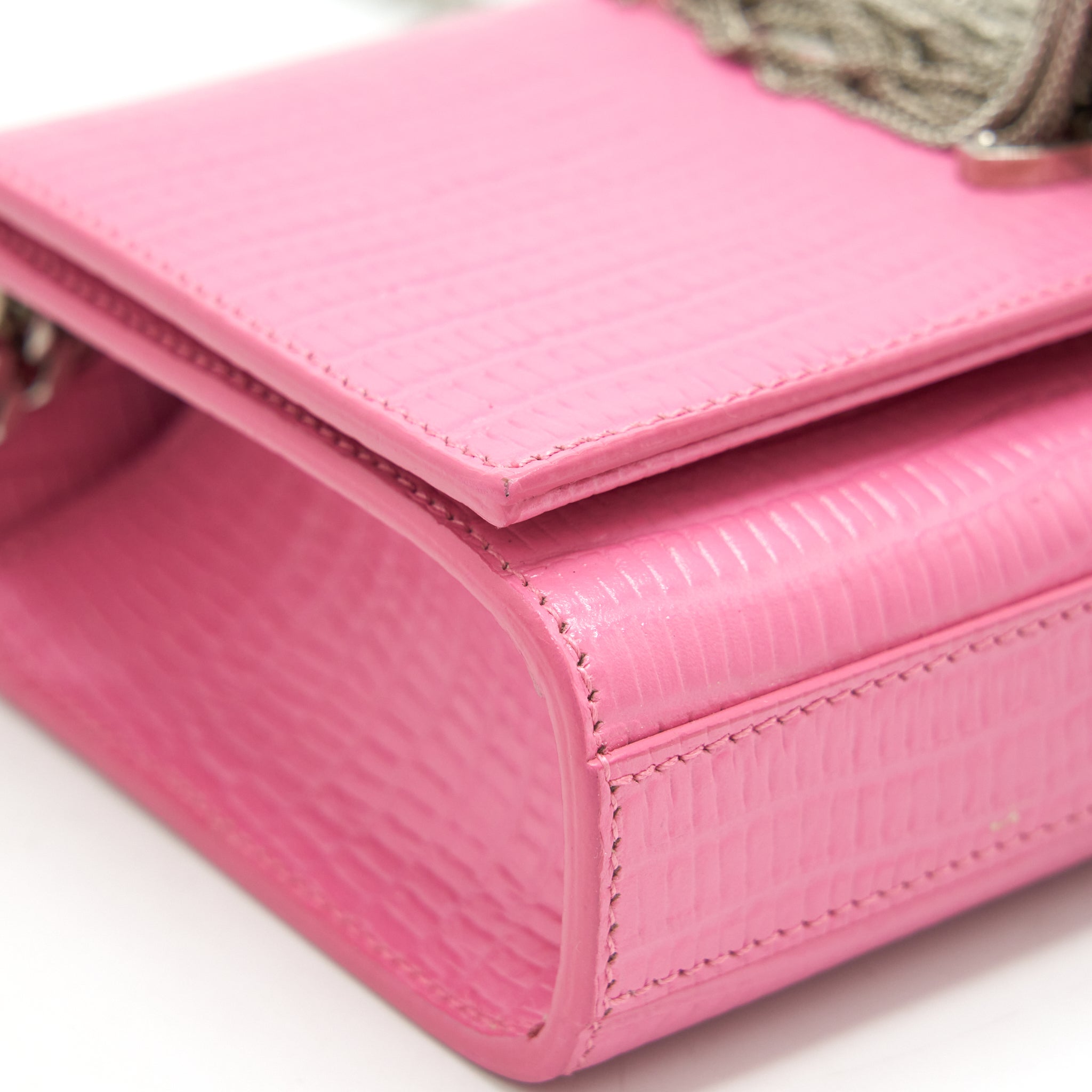 SAINT LAURENT / YSL MINI KATE TASSEL EMBOSSED CALFSKIN PINK SHW