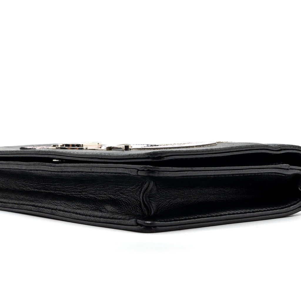 DIOR DIORAMA WALLET ON CHAIN LIMITED PRINT LAMBSKIN BLACK SHW