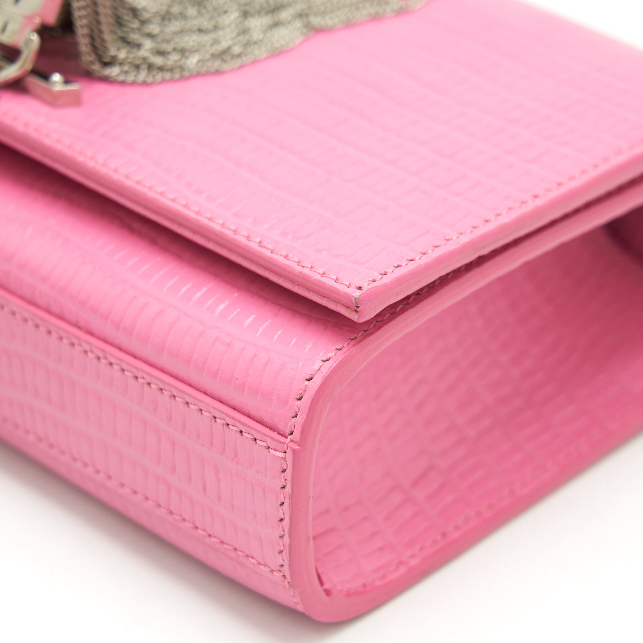 SAINT LAURENT / YSL MINI KATE TASSEL EMBOSSED CALFSKIN PINK SHW