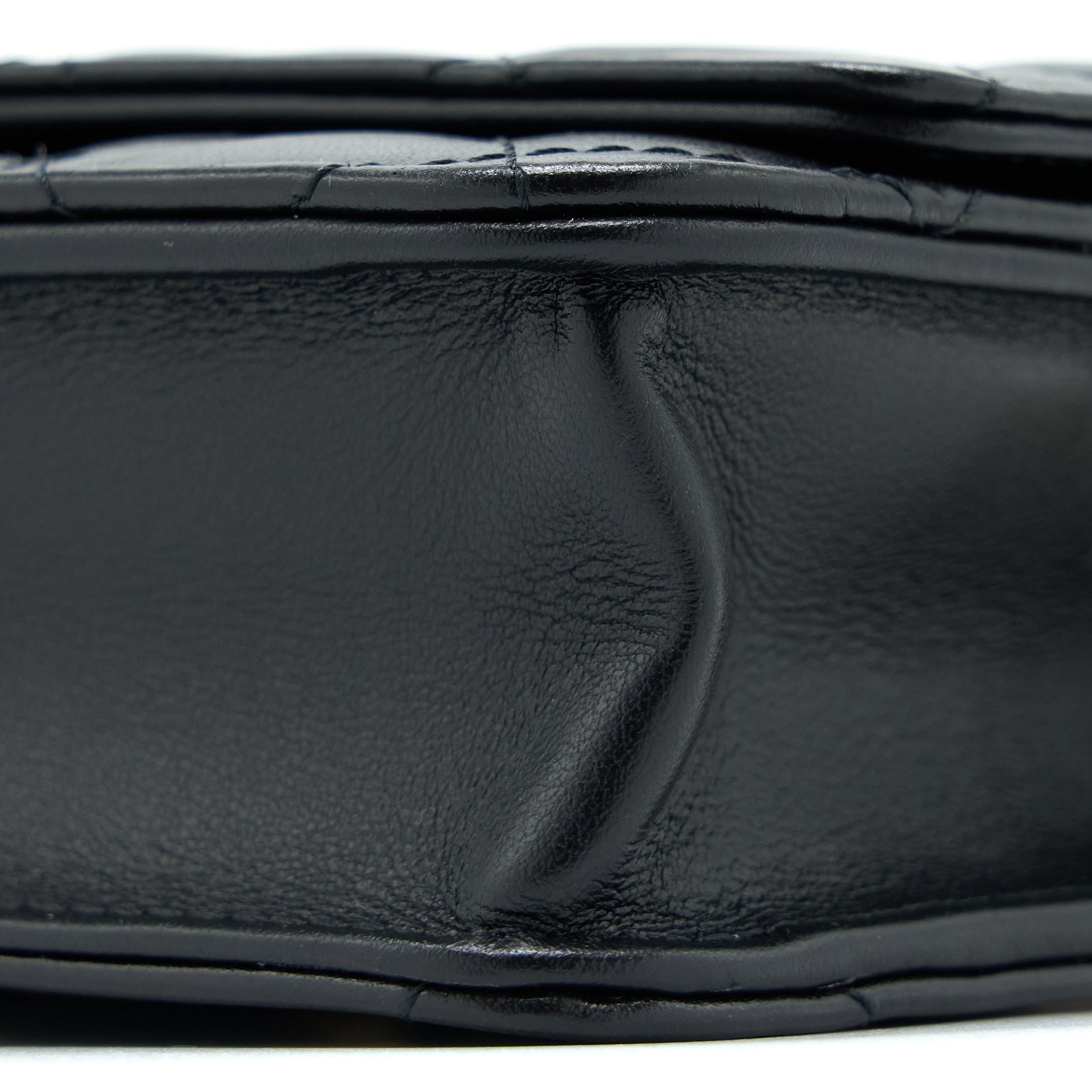 CHANEL 2.55 REISSUE WALLET ON CHAIN AGED CALFSKIN BLACK BRUSHED GHW (MICROCHIP)