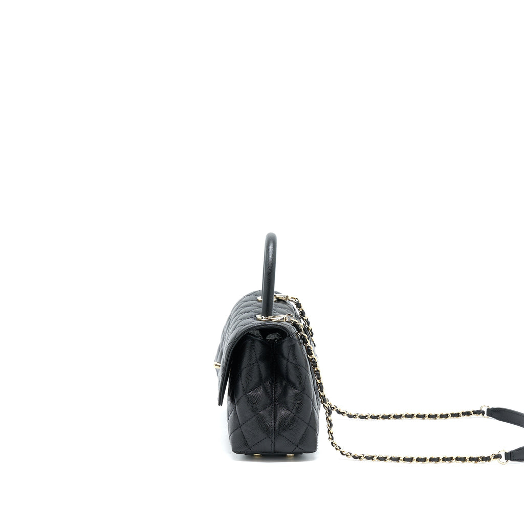 CHANEL SMALL COCO HANDLE CAVIAR BLACK LGHW (MICROCHIP).
