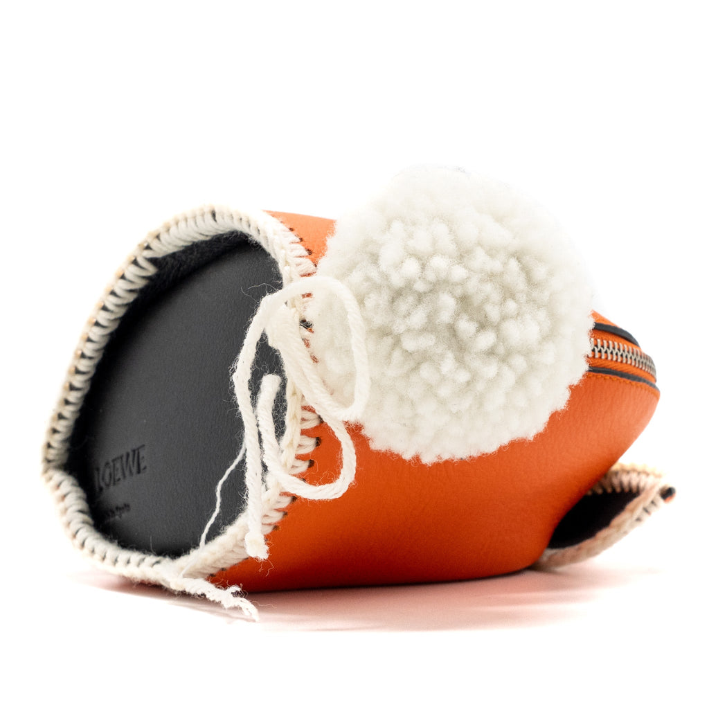 LOEWE MINI BUNNY CROSSBODY BAG CALFSKIN ORANGE / WHITE SHW