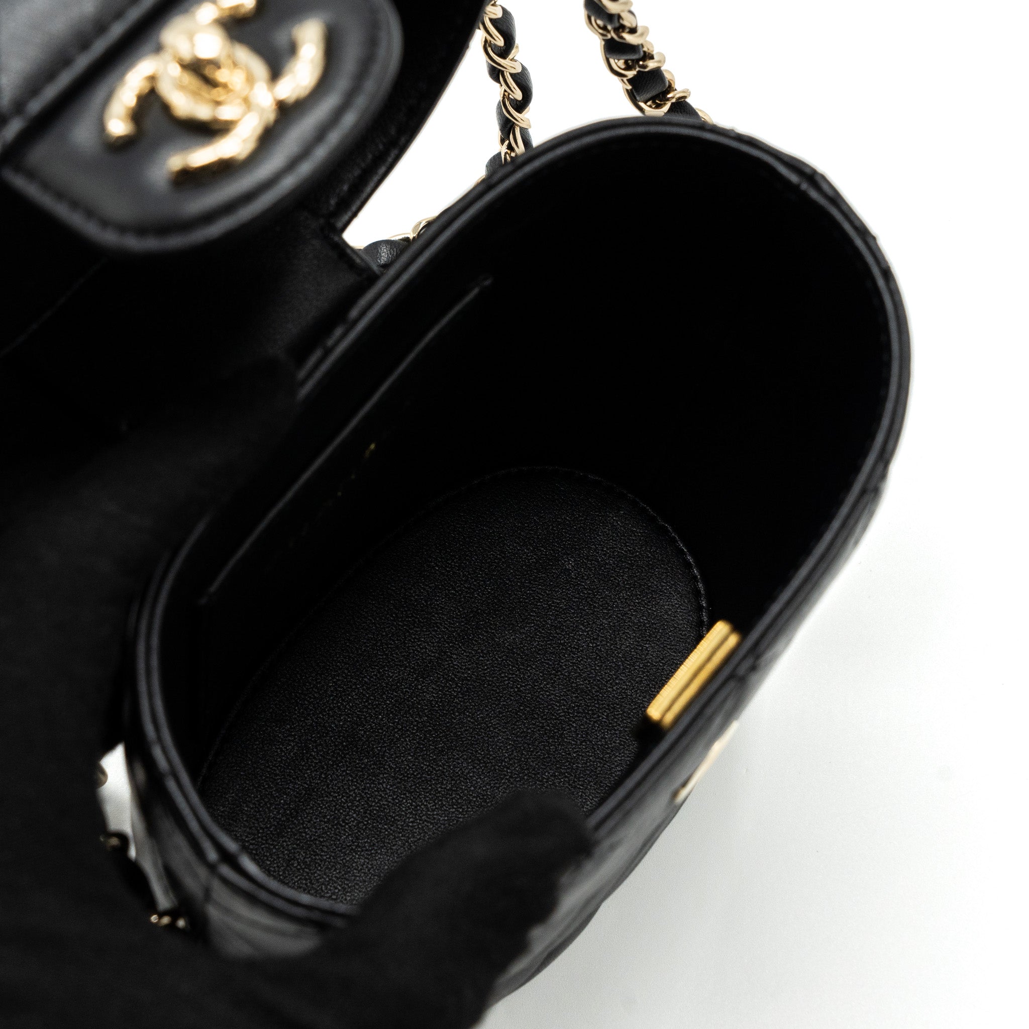 CHANEL VANITY WITH CHAIN LAMBSKIN BLACK LGHW(MICROCHIP)