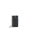 CHANEL 21K VANITY PHONE HOLDER WITH CHAIN CAVIAR BLACK LGHW