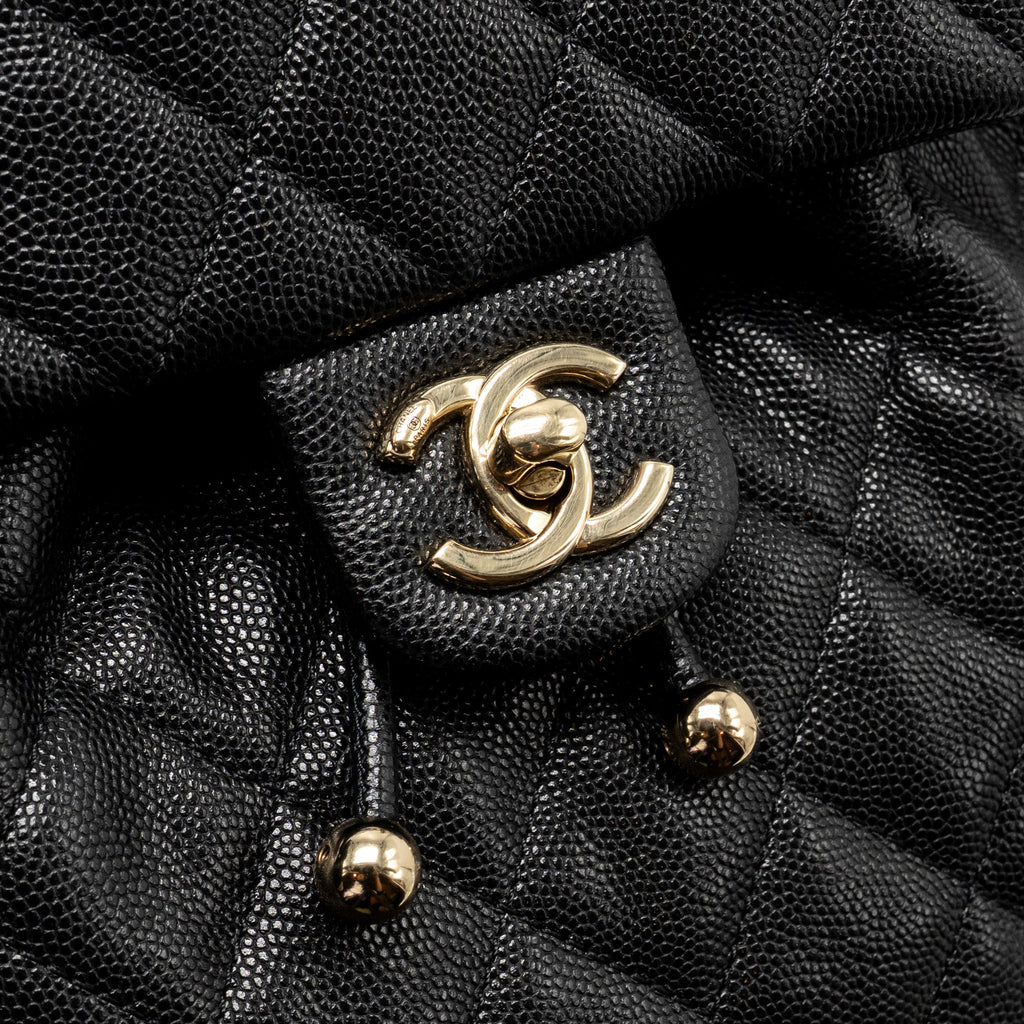 CHANEL QUILTED MINI BACKPACK CAVIAR BLACK LGHW (MICROCHIP)