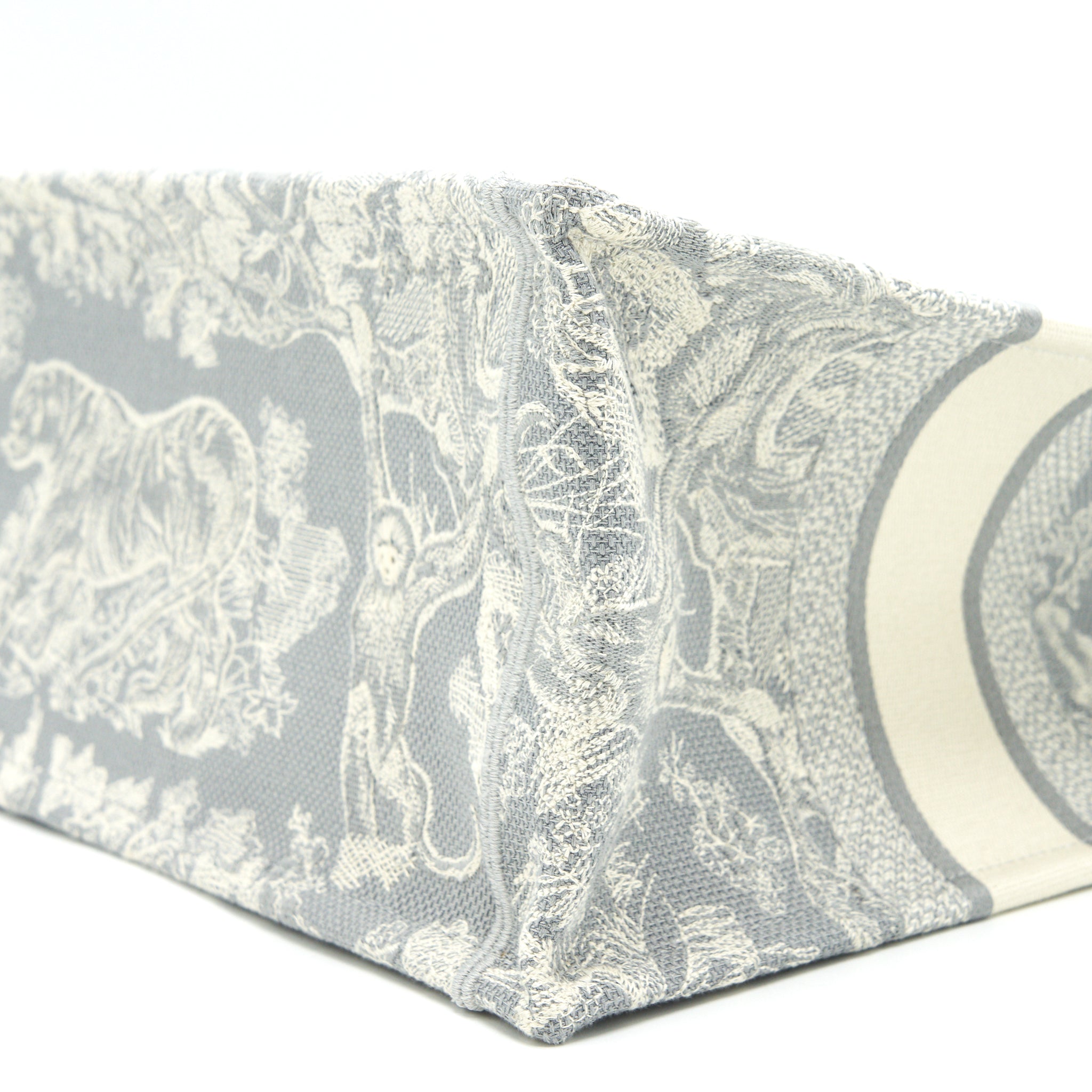 DIOR SMALL BOOK TOTE GRAY TOILE DE JOUY REVERSE EMBROIDERY WITH AN EXTRA SMALL SCARF