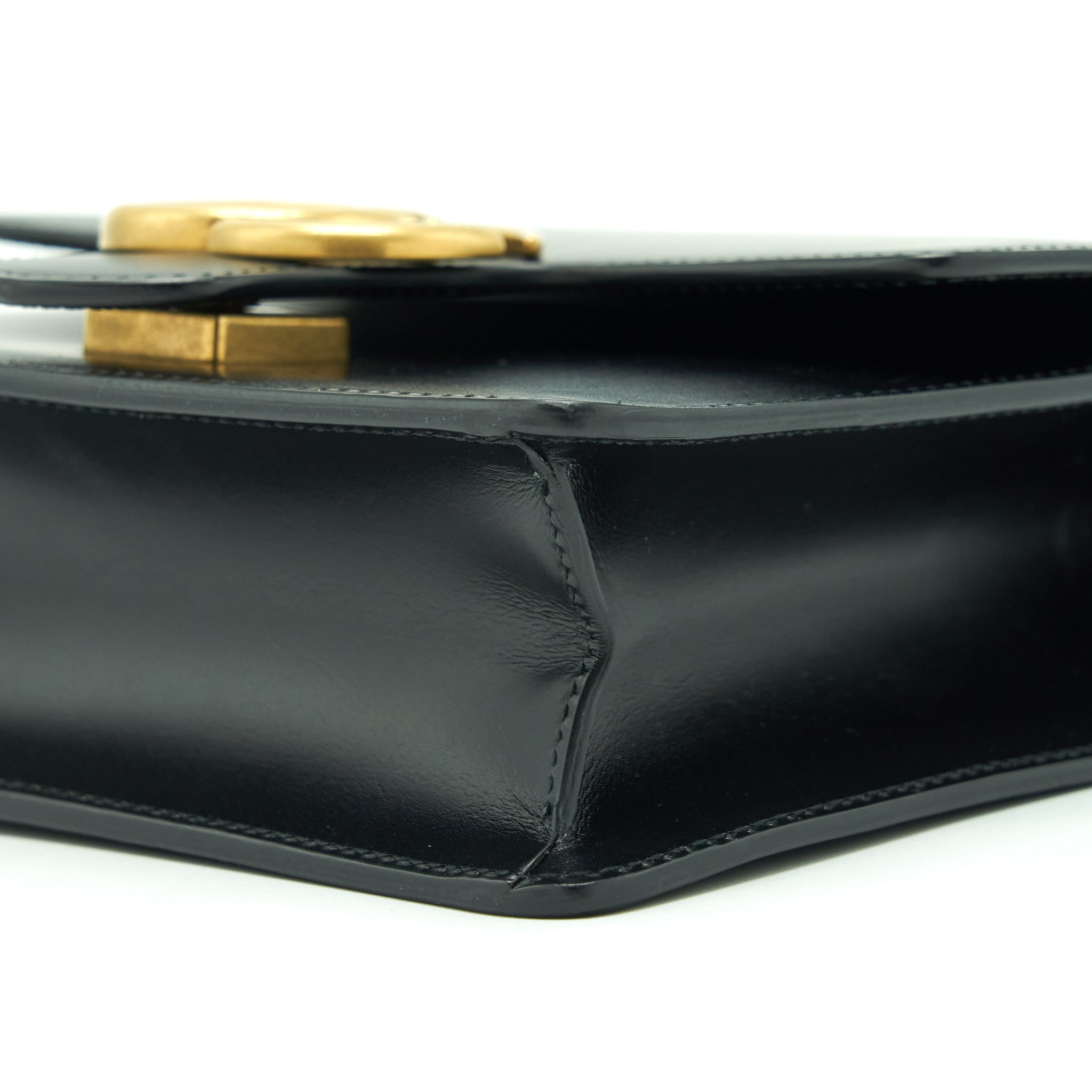 GUCCI GG FLAP BAG BOX CALFSKIN BLACK GHW