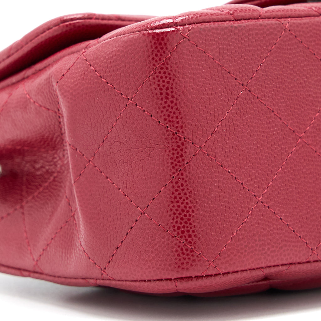 CHANEL 18B MINI SQUARE CAVIAR RED SHW
