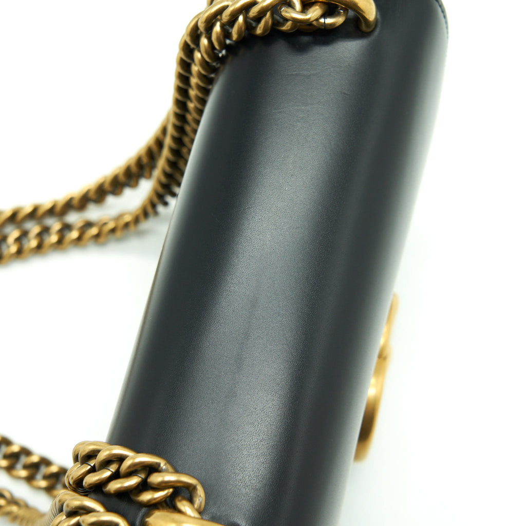 GUCCI GG FLAP BAG BOX CALFSKIN BLACK GHW