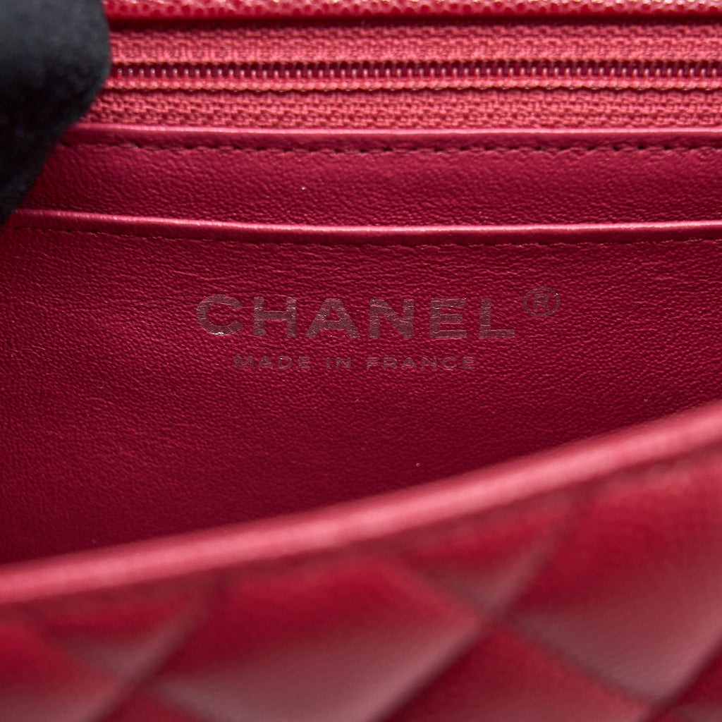 CHANEL 18B MINI SQUARE CAVIAR RED SHW
