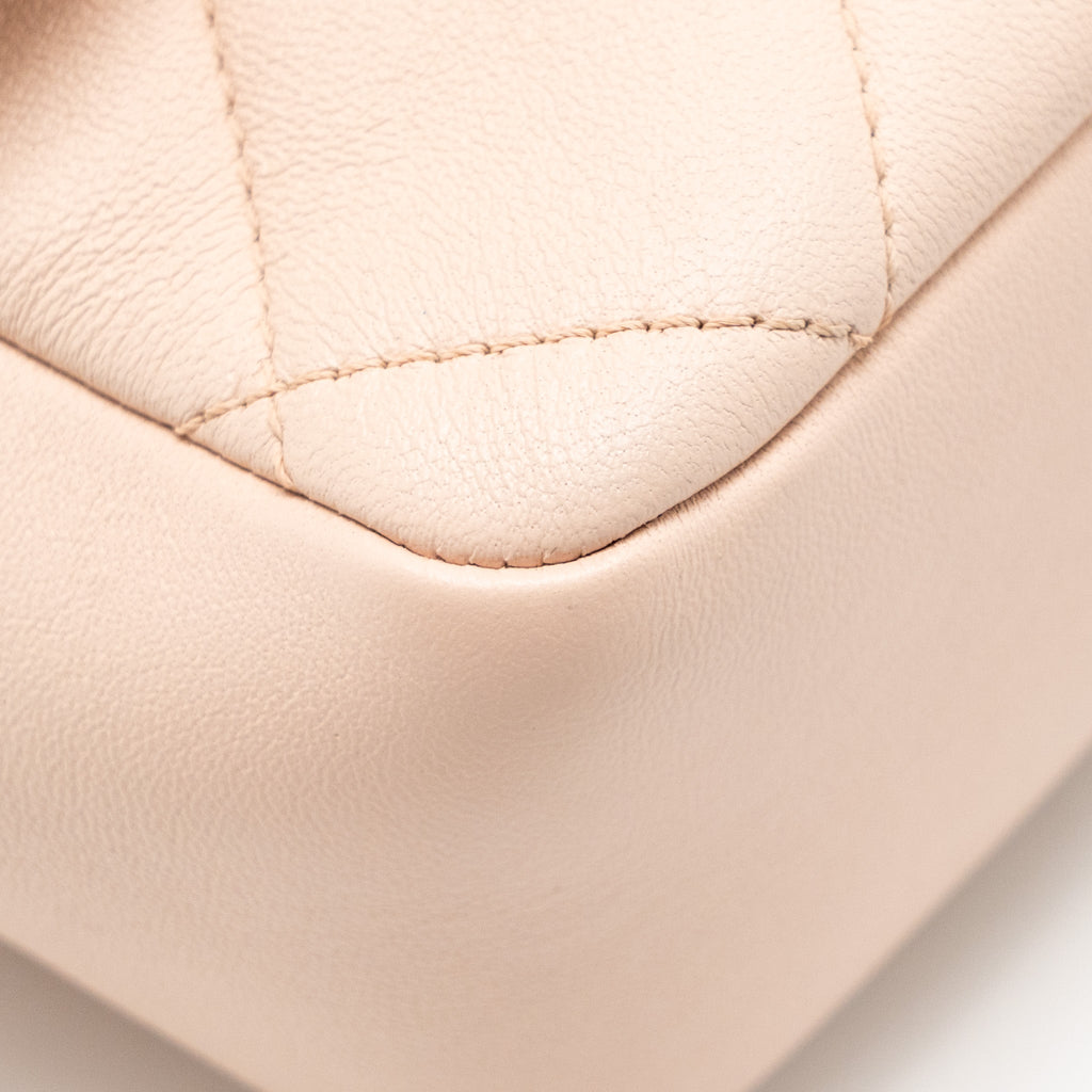 CHANEL GIANT TOP HANDLE RECTANGULAR FLAP BAG LAMBSKIN PINK LGHW (MICROCHIP)