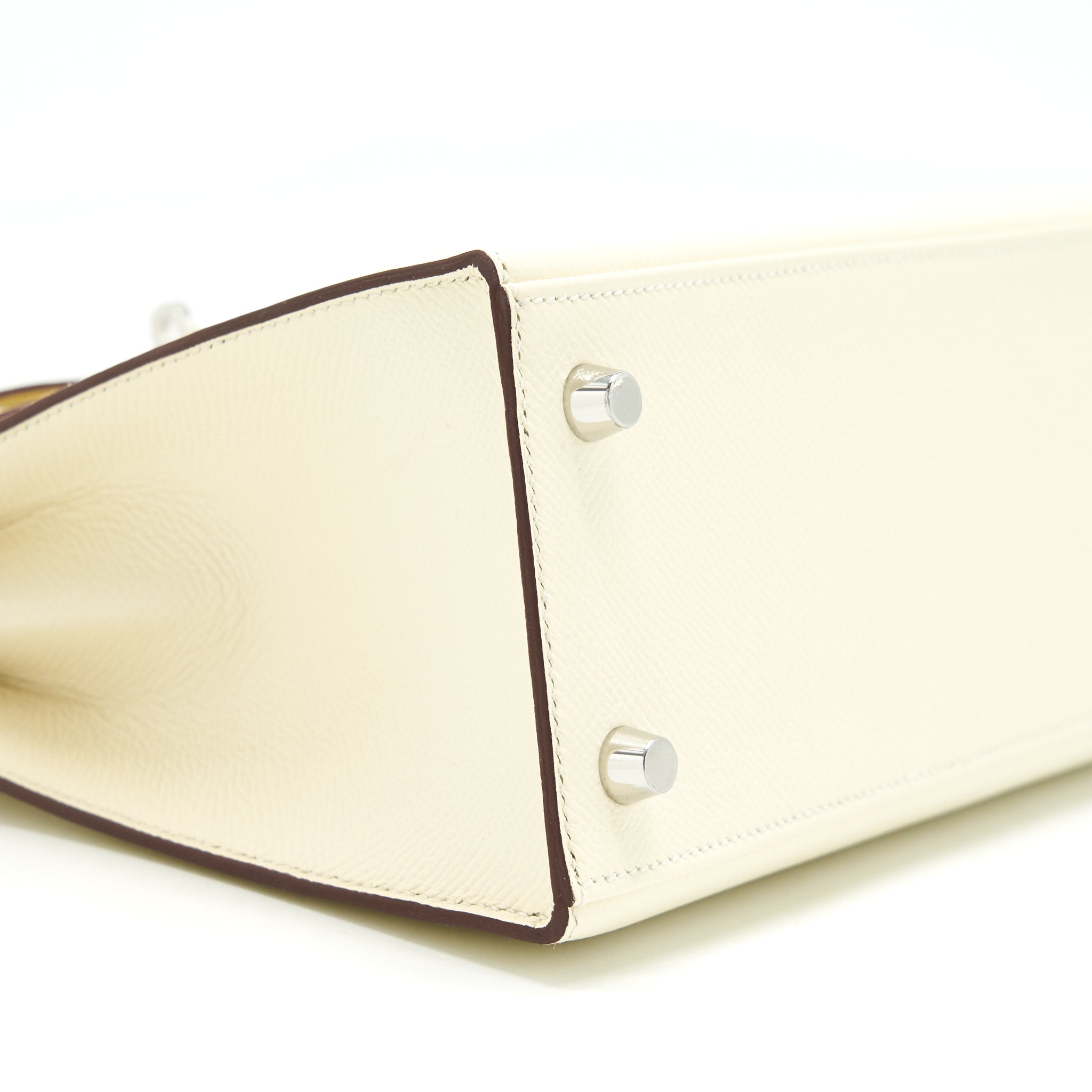 HERMES KELLY 25 EPSOM LEATHER NATA/ JAUNE POUSSIN/ SESAME SHW