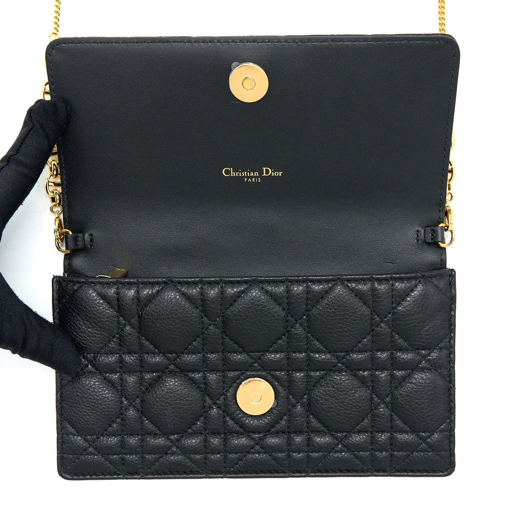 DIOR CARO POUCH CANNAGE CALFSKIN BLACK GHW