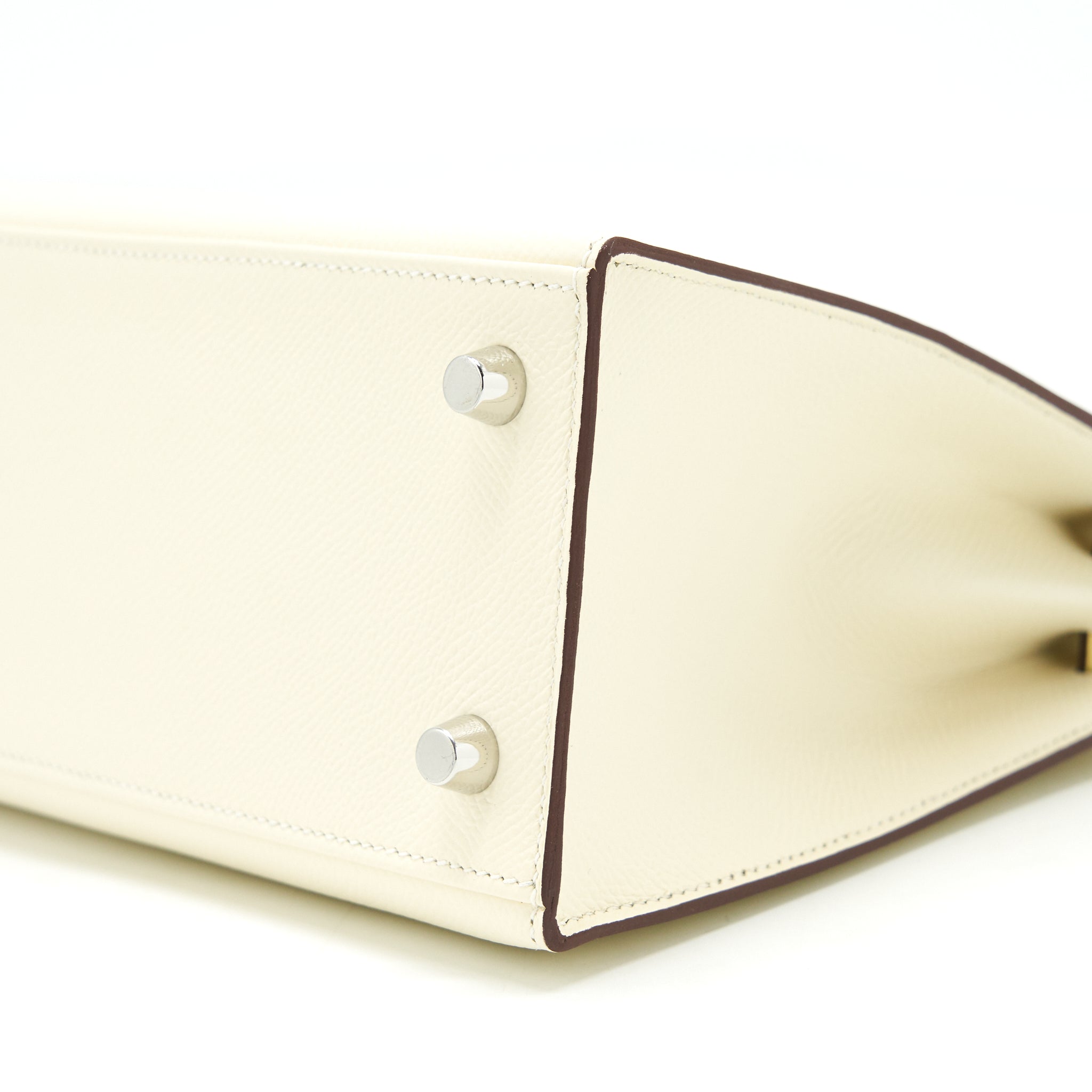 HERMES KELLY 25 EPSOM LEATHER NATA/ JAUNE POUSSIN/ SESAME SHW