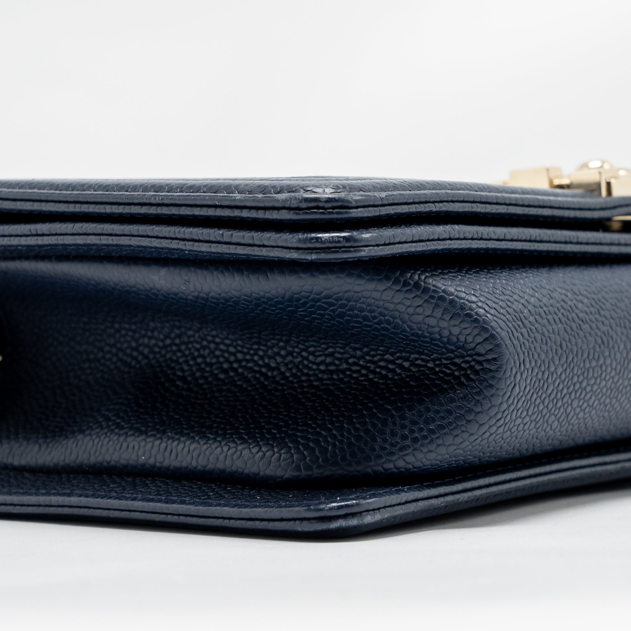 CHANEL MEDIUM BOY BAG CAVIAR NAVY LGHW