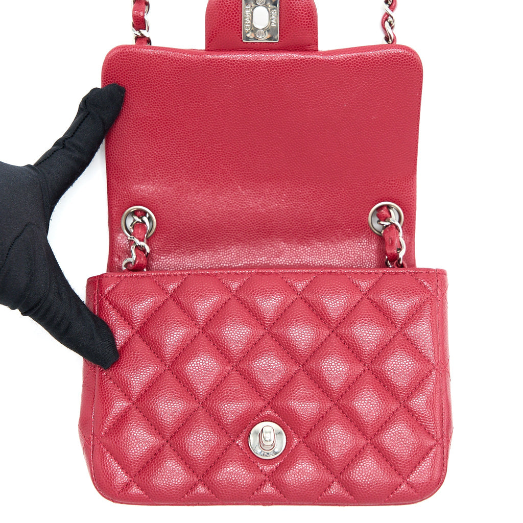 CHANEL 18B MINI SQUARE CAVIAR RED SHW