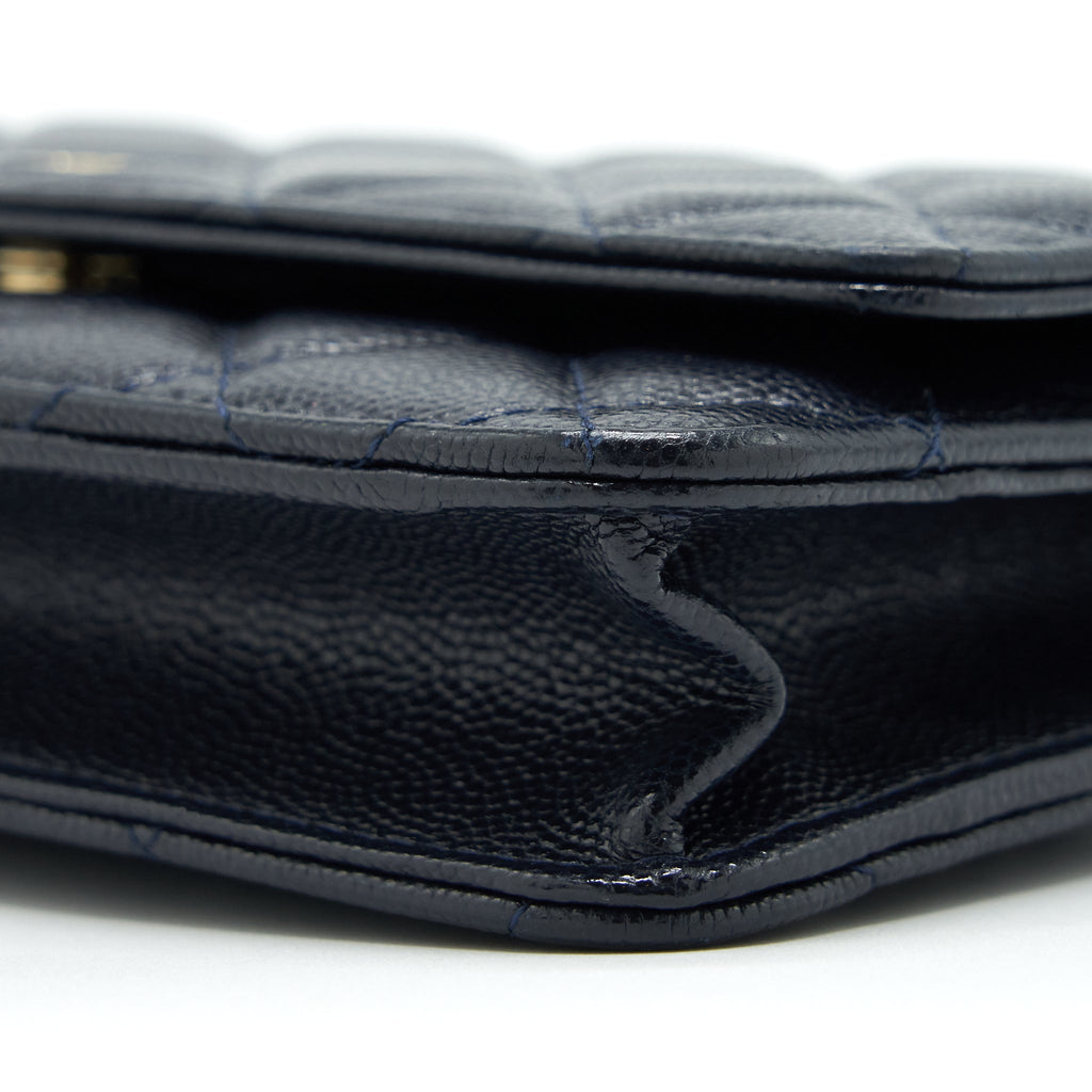 CHANEL CLASSIC WALLET ON CHAIN CAVIAR NAVY LGHW