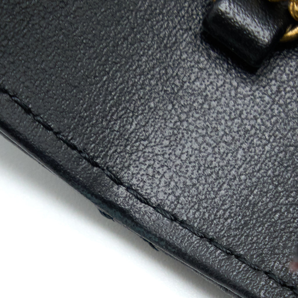 CHANEL 2.55 REISSUE WALLET ON CHAIN AGED CALFSKIN BLACK BRUSHED GHW (MICROCHIP)
