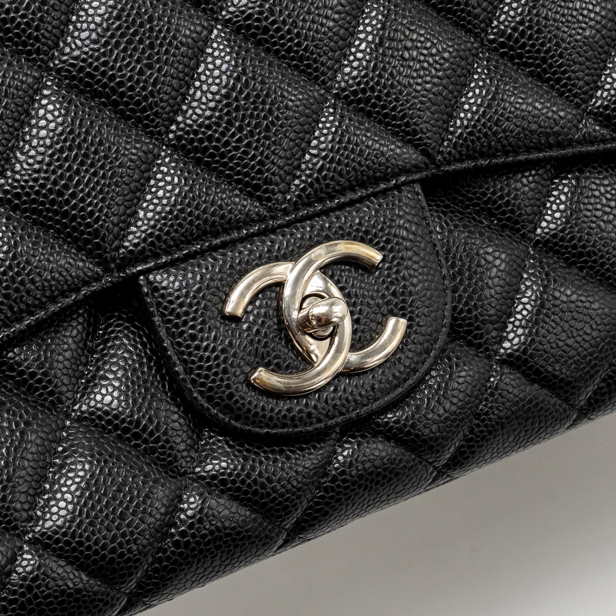 CHANEL MAXI CLASSIC DOUBLE FLAP BAG CAVIAR BLACK SHW