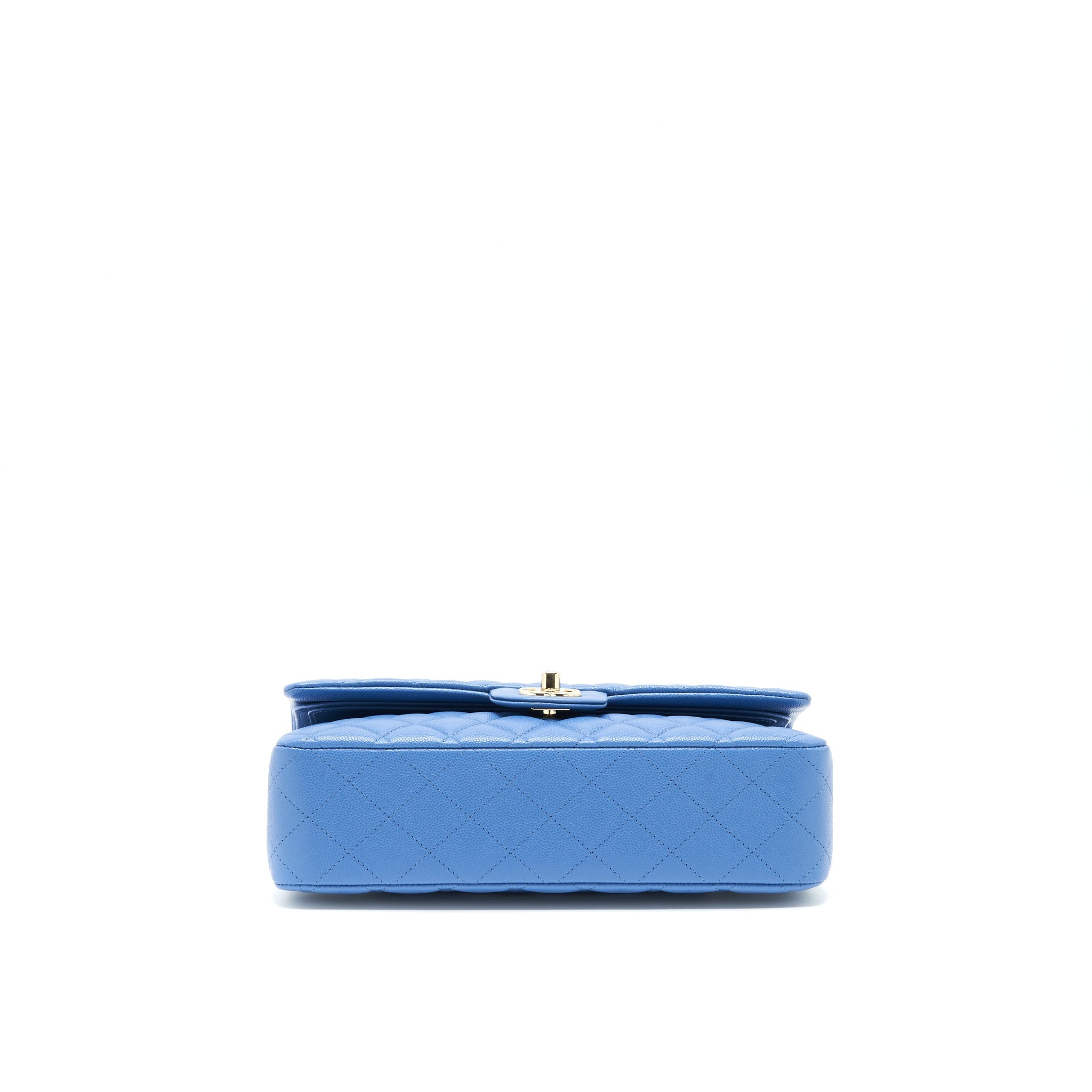 CHANEL MEDIUM CLASSIC DOUBLE FLAP 25CM BLUE CAVIAR LGHW