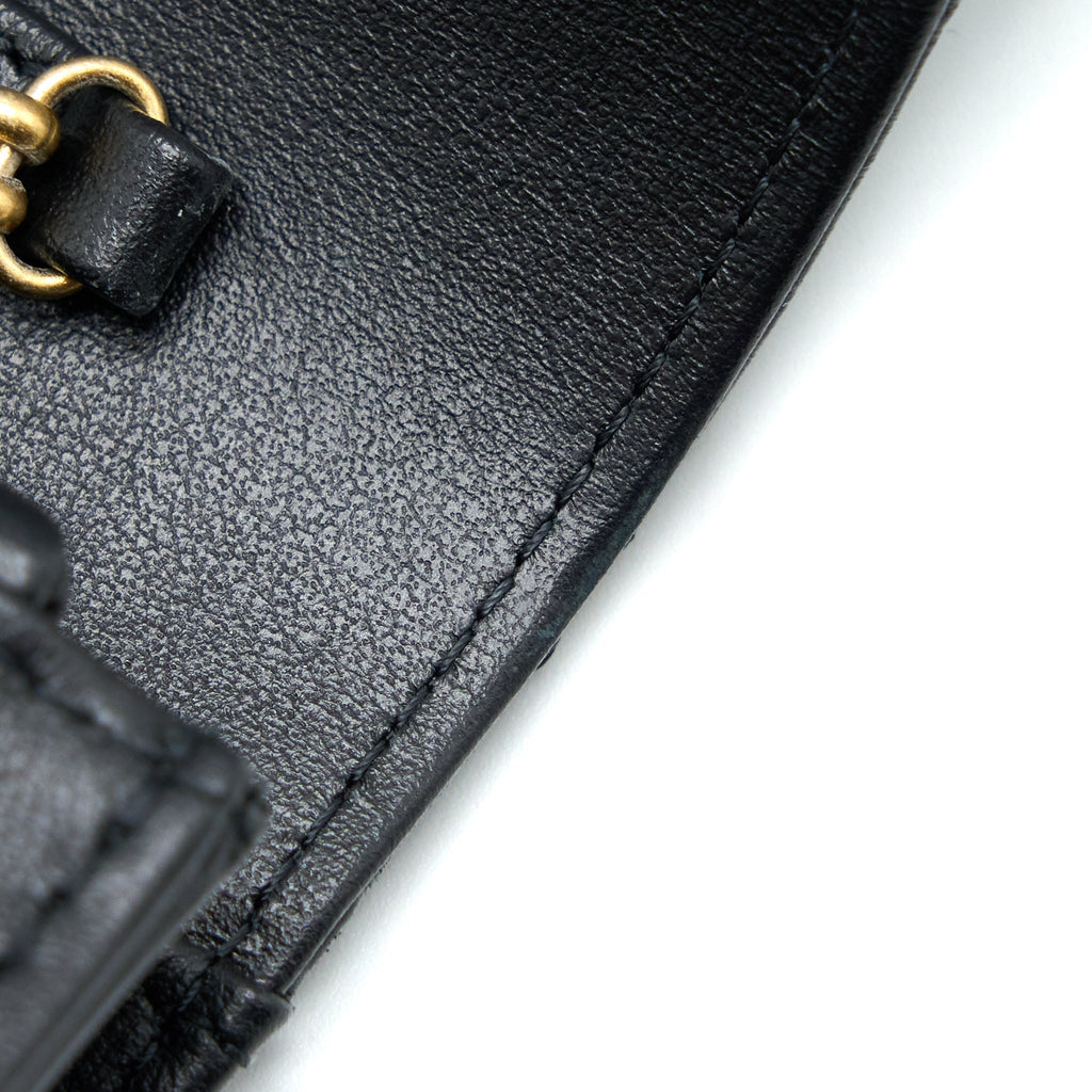 CHANEL 2.55 REISSUE WALLET ON CHAIN AGED CALFSKIN BLACK BRUSHED GHW (MICROCHIP)