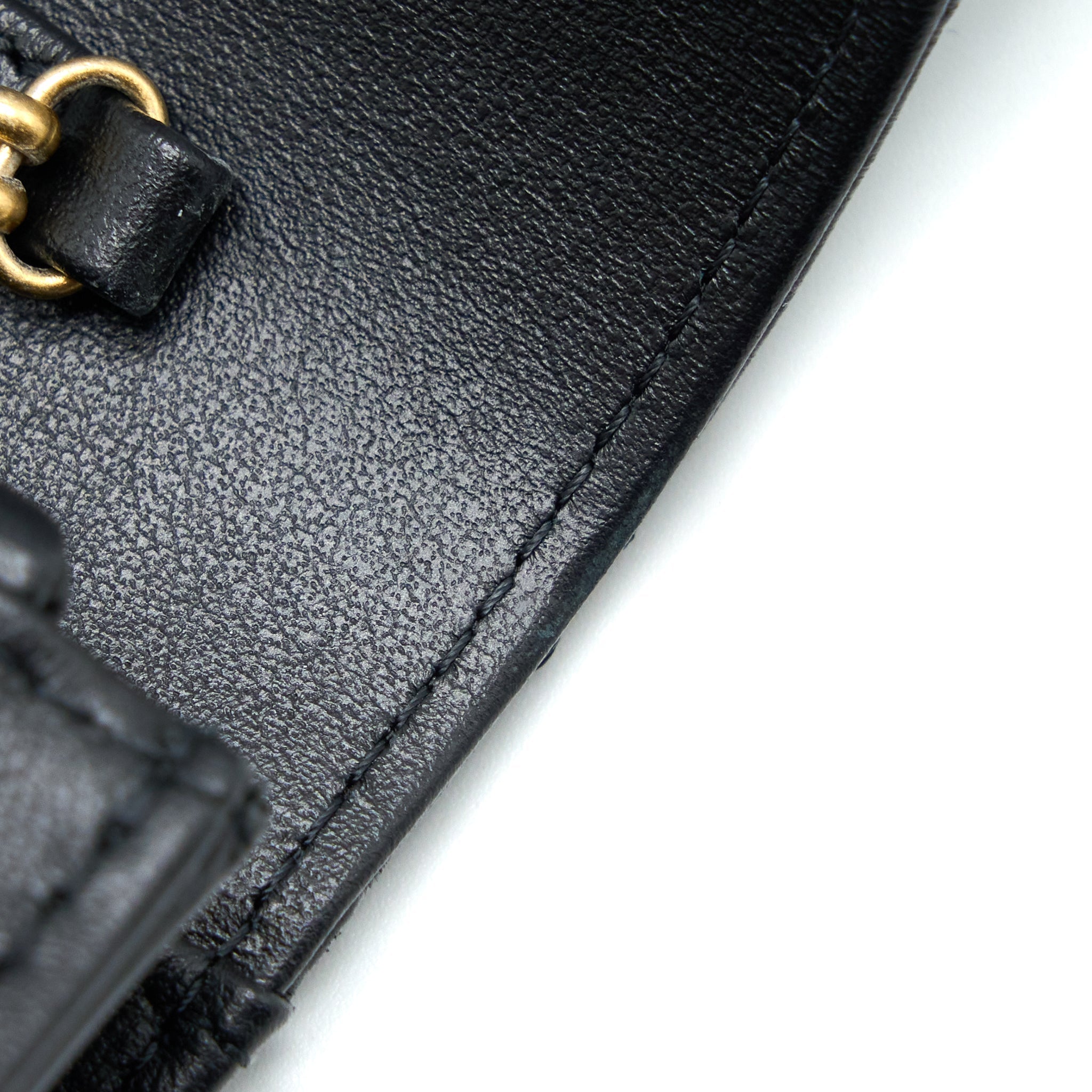 CHANEL 2.55 REISSUE WALLET ON CHAIN AGED CALFSKIN BLACK BRUSHED GHW (MICROCHIP)
