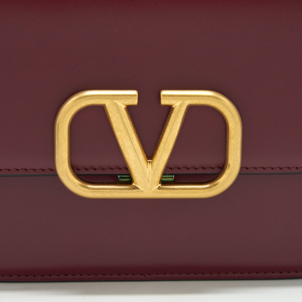 VALENTINO VLOGO SMALL CHAIN SHOULDER BAG CALFSKIN DARK RED GHW
