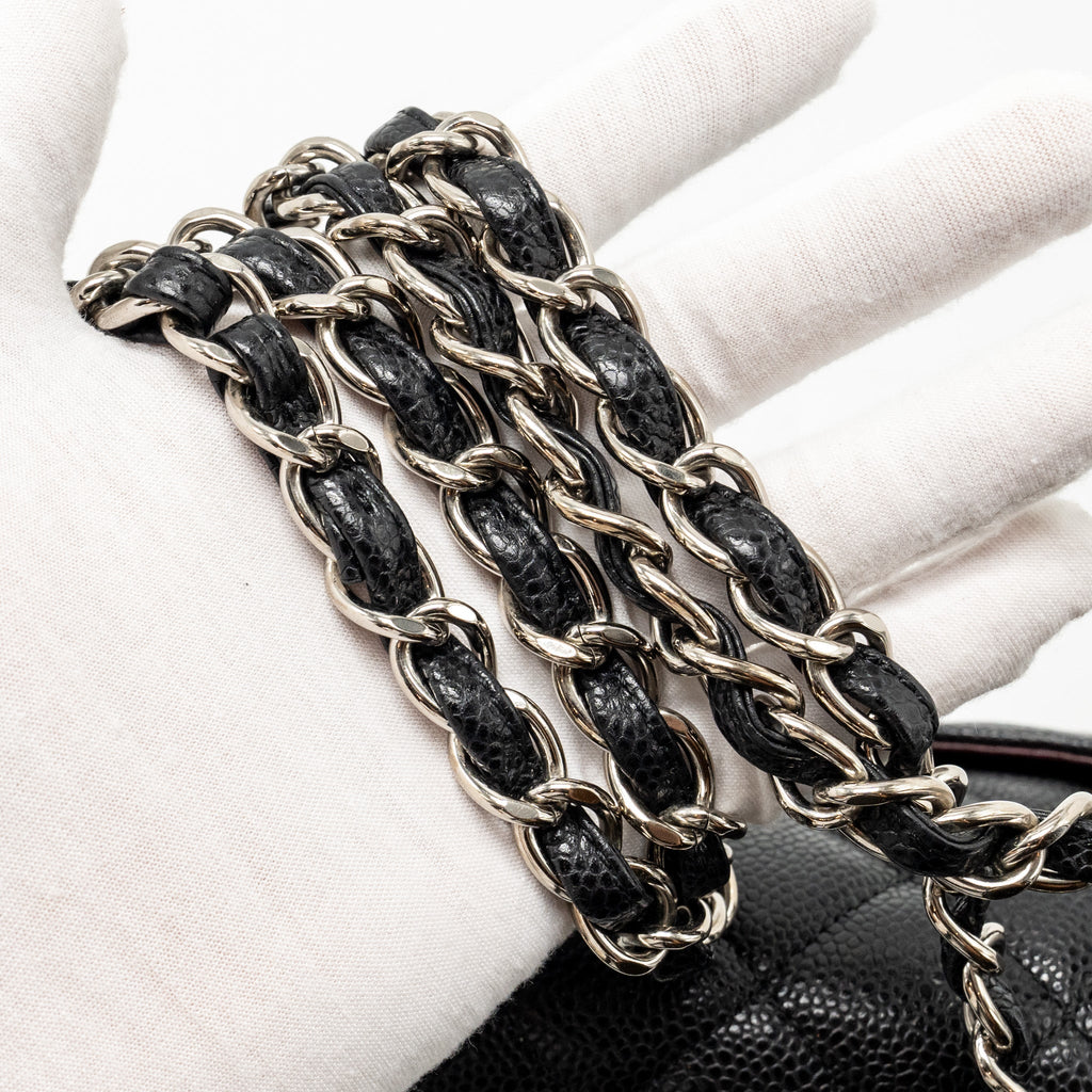CHANEL MAXI CLASSIC DOUBLE FLAP BAG CAVIAR BLACK SHW