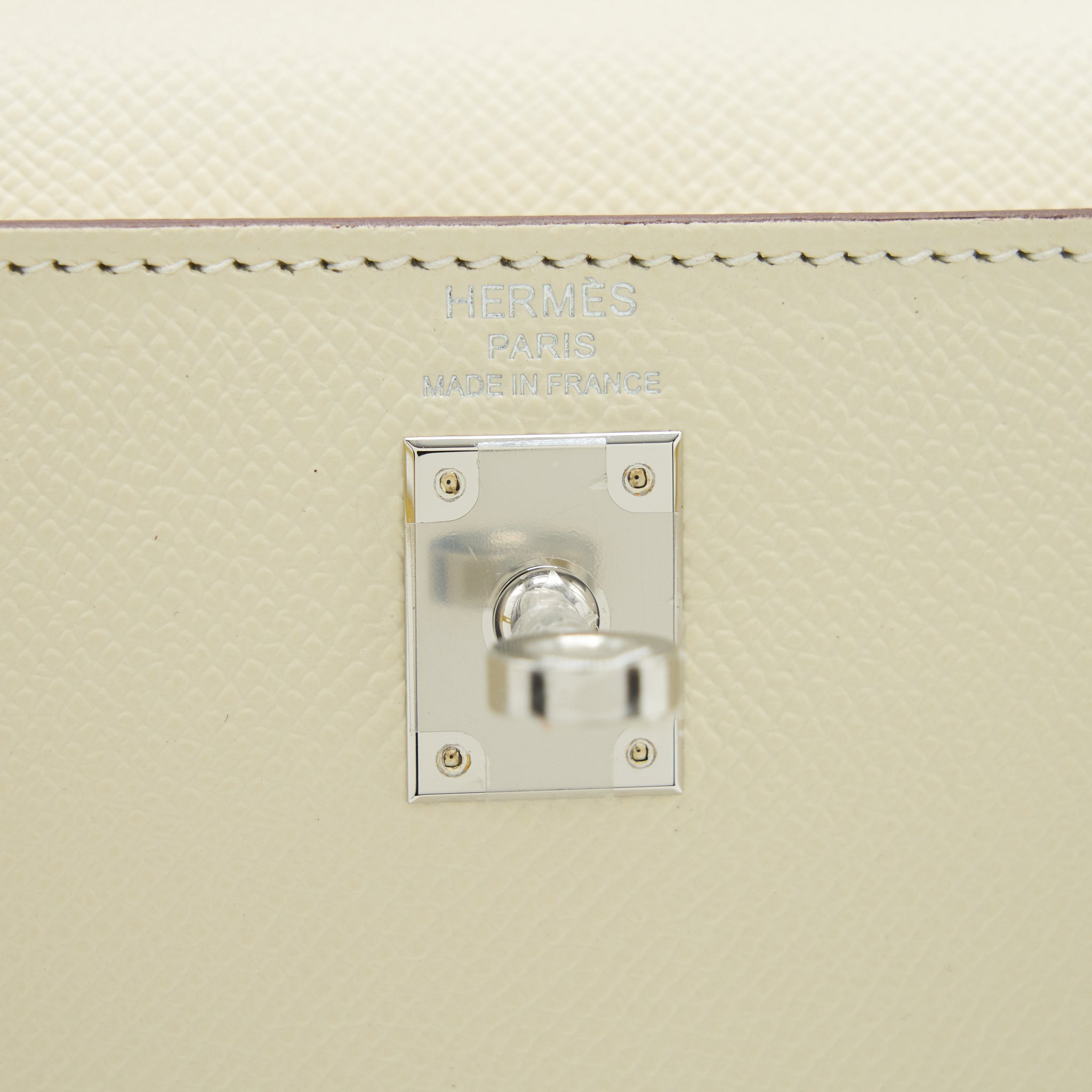 HERMES KELLY 25 EPSOM LEATHER NATA/ JAUNE POUSSIN/ SESAME SHW