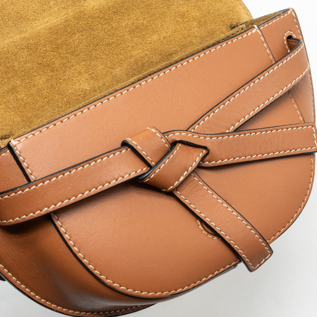 LOEWE MINI GATE BELT BAG CALFSKIN TAN GHW