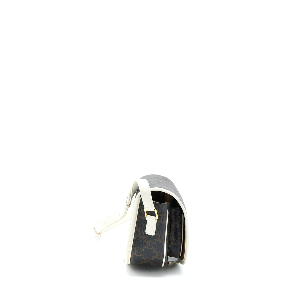 CELINE MEDIUM FOLCO BAG TRIOMPHE CANVAS/WHITE LGHW