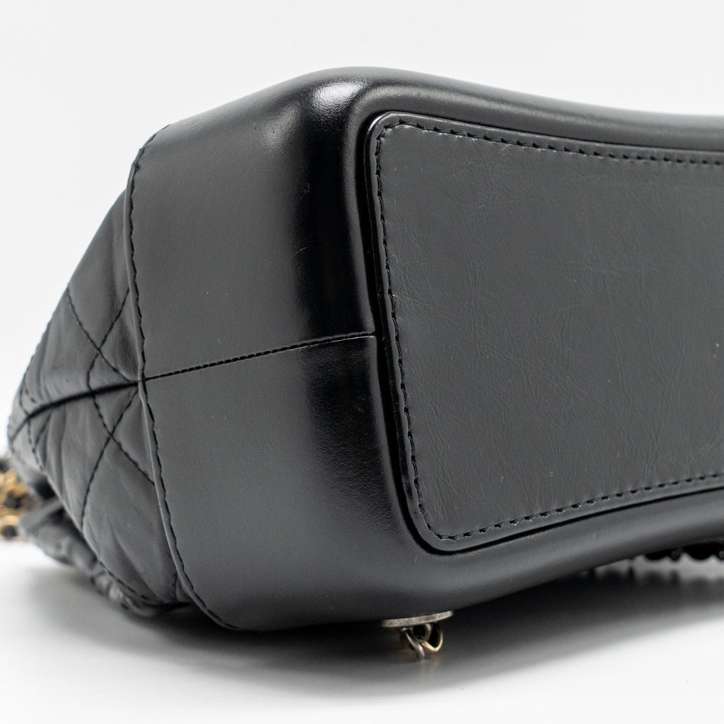 CHANEL SMALL GABRIELLE HOBO BAG AGED CALFSKIN BLACK MULTICOLOURED HARDWARE
