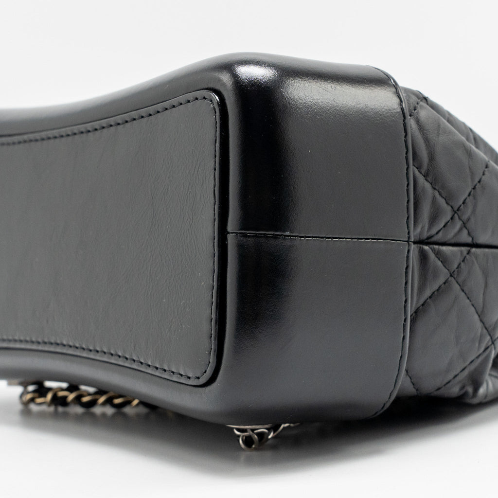 CHANEL SMALL GABRIELLE HOBO BAG AGED CALFSKIN BLACK MULTICOLOURED HARDWARE