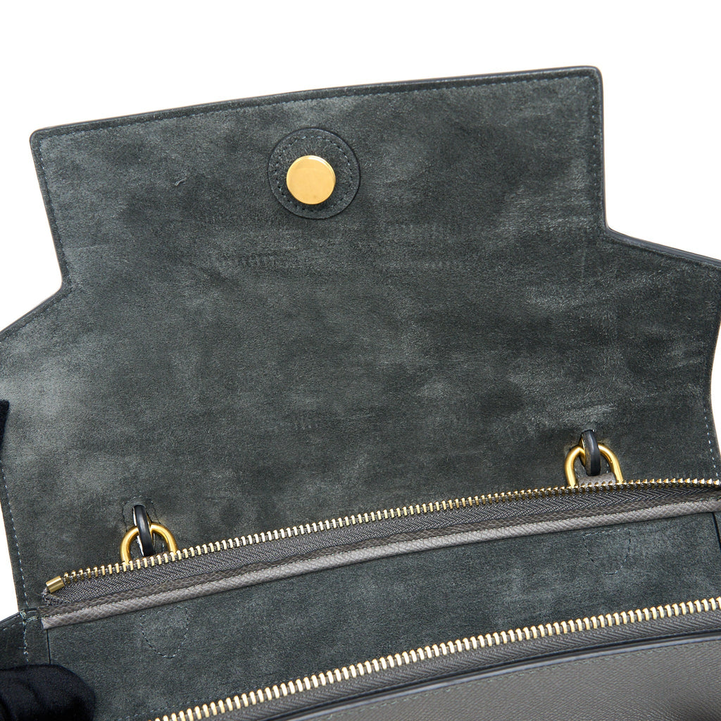 CELINE MINI BELT BAG GRAINED CALFSKIN GREY GHW