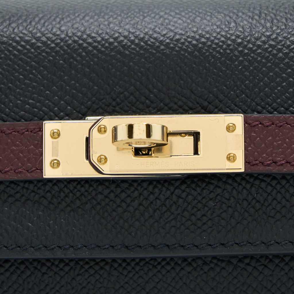 HERMES KELLY 25 SPECIAL ORDER EPSOM BLACK/ ROUGE H LGHW