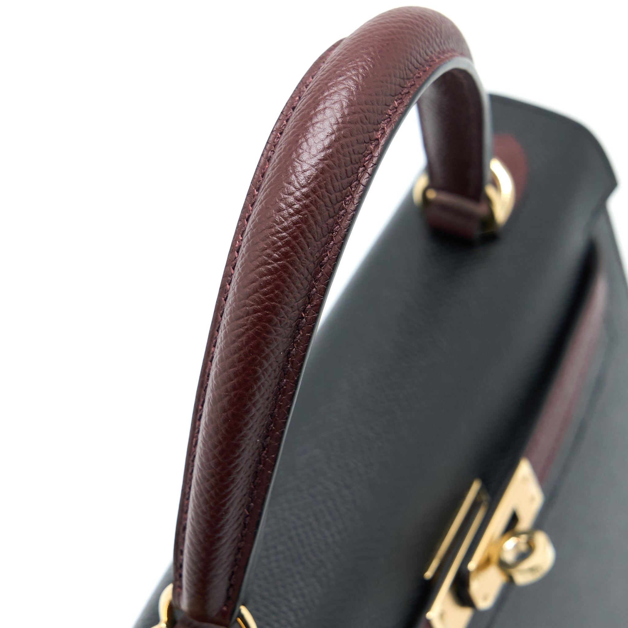 HERMES KELLY 25 SPECIAL ORDER EPSOM BLACK/ ROUGE H LGHW