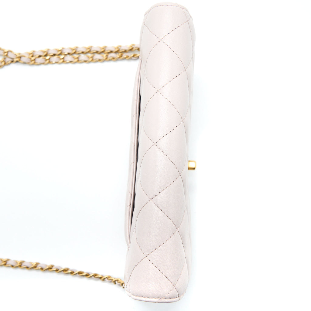 CHANEL PEARL CRUSH WALLET ON CHAIN LAMBSKIN LIALIC/LIGHT PURPLE BRUSHED GHW (MICROCHIP)