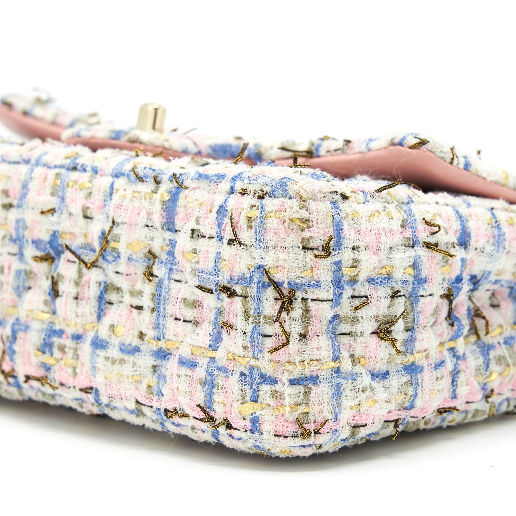 CHANEL MINI RECTANGULAR FLAP BAG TWEED MULTICOLOUR LGHW