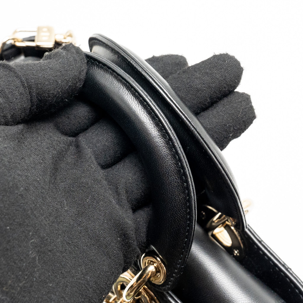 DIOR SMALL LADY D-JOY BAG CANNAGE LAMBSKIN BLACK LGHW