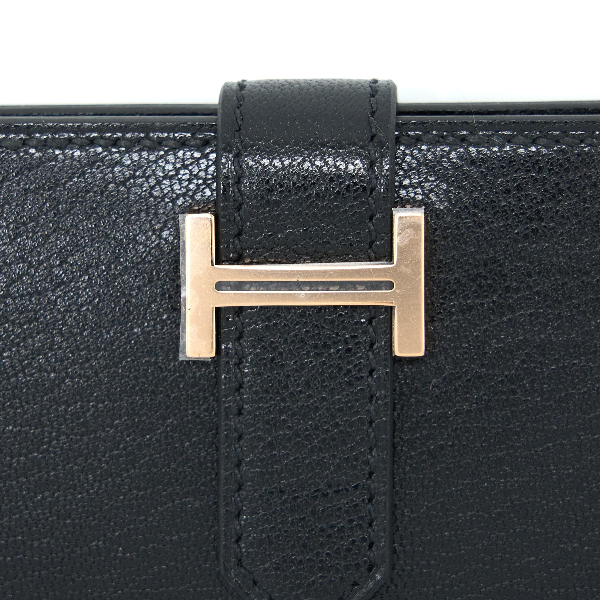 HERMES BEARN CARD HOLDER CHEVRE CHAMKILA BLACK RGHW