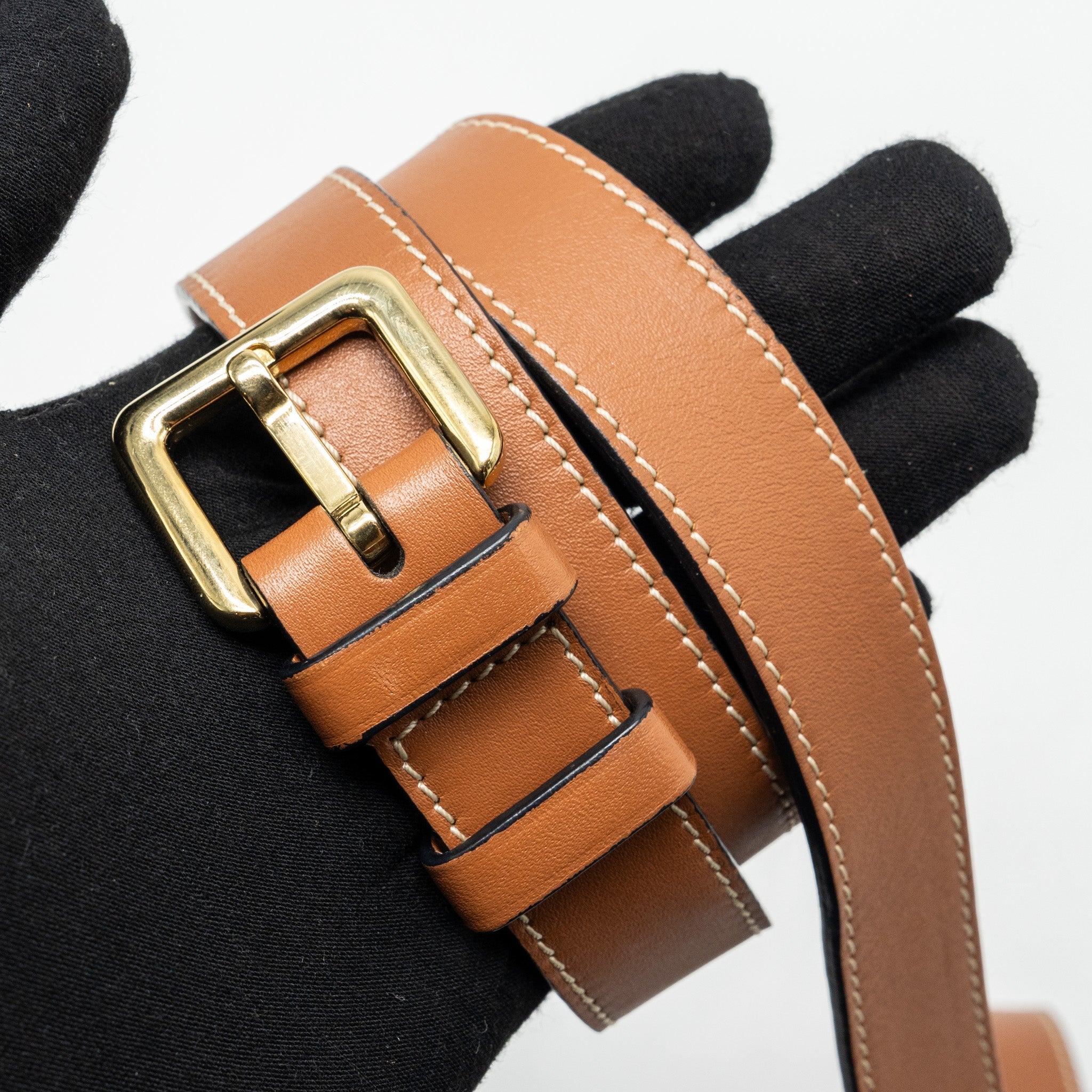 LOEWE MINI GATE BELT BAG CALFSKIN TAN GHW