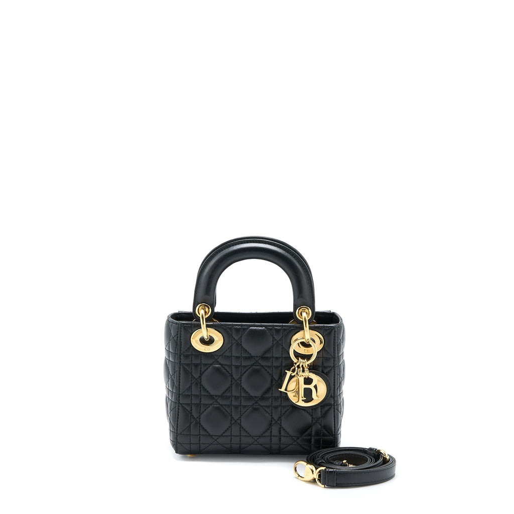 DIOR MINI LADY DIOR LAMBSKIN BLACK GHW