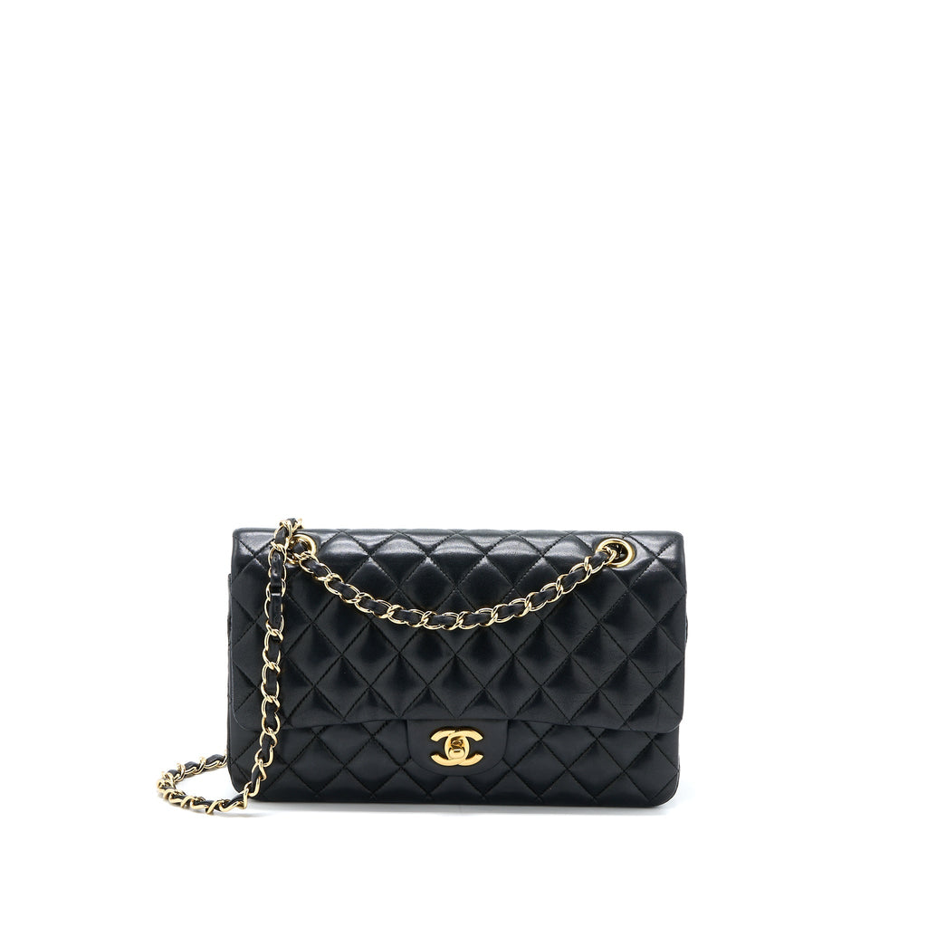CHANEL MEDIUM CLASSIC DOUBLE FLAP BAG LAMBSKIN BLACK GHW